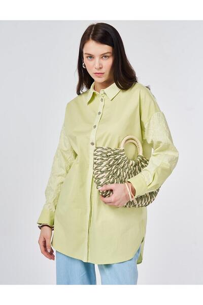 KYR Лимонена памучна туника с платнена украса