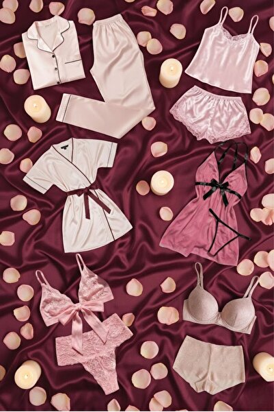 ZENCHES Set de zestre pentru femei, 11 piese, roz - Set de pijamale, Set de c...