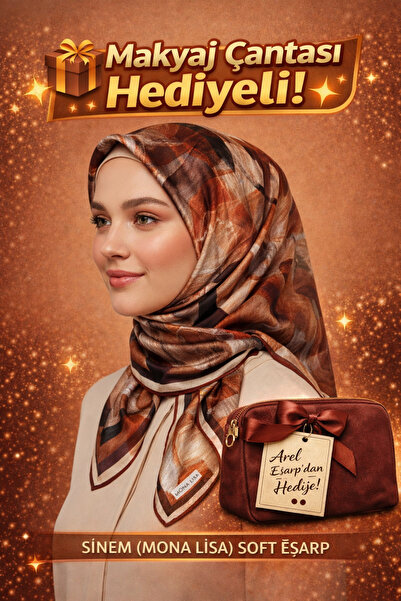 MONA LİSA MİLANO Mona Lisa Black - Brown Soft Scarf 90X90 Cotton Fabric Non-S...