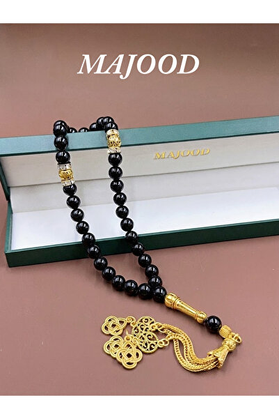 MAJOOD 33-bead natural black agate prayer beads/Tasbih/ 8mm/for men and women...