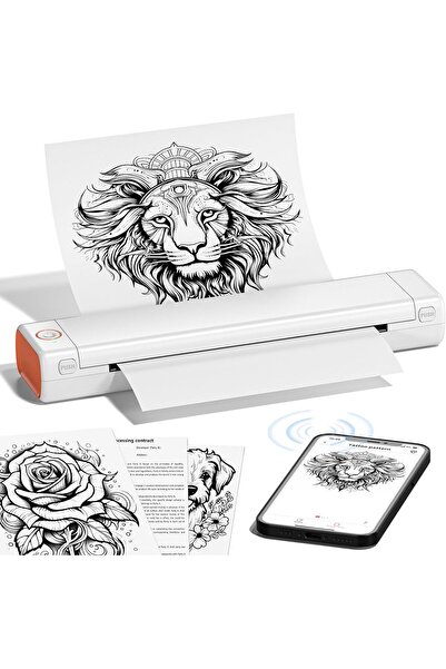 Generic طابعة استنسل وشم حرارية محمولة تعمل بتقنية البلوتوث - طابعة صغيرة الح...