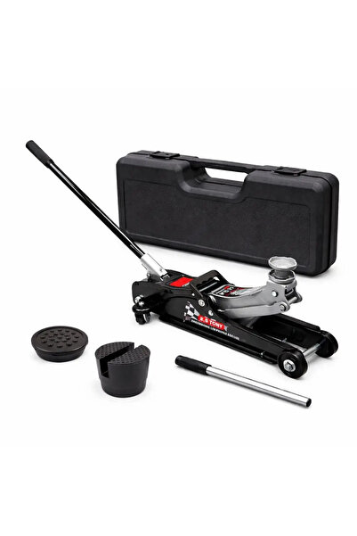 SilverTools Cric hidraulic cu profil redus de 2,5 t, cu carcasă, pernă de cau...