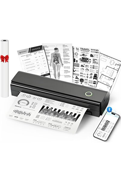 Generic طابعات لاسلكية محمولة للسفر، طابعة حرارية لاسلكية N80 تدعم تقنية بلوت...