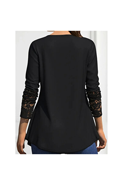 ARONA Women's Long Sleeve Lace Detailed Buttoned Viscose Blouse