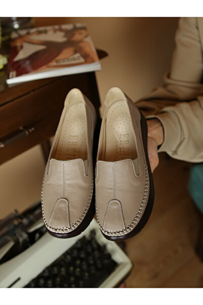 EREN SHOES BAG Juno Genuine Leather Orthopedic Casual Shoes with Saddle Detail