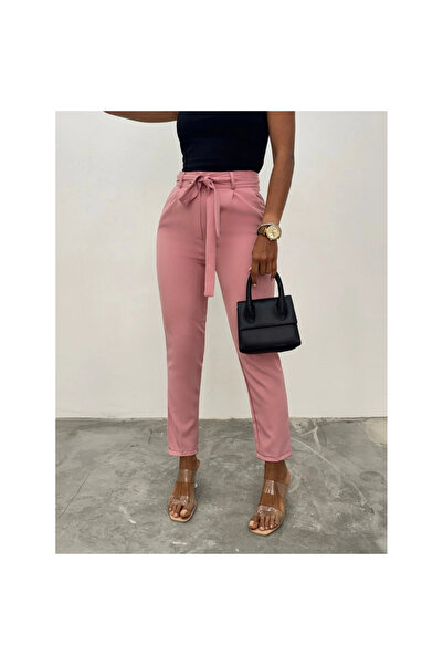 A&WİSE بنطلون الكاحل المربوط -بودرة