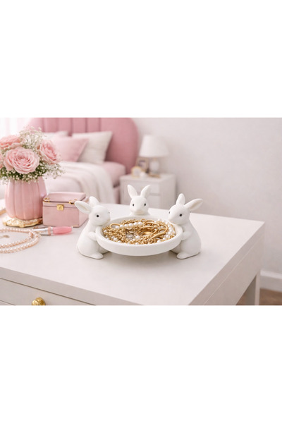 Arthesia 3D Tavşanlı Takı Düzenleyici Dekoratif Tabak – Kız Odası Masaüstü An...