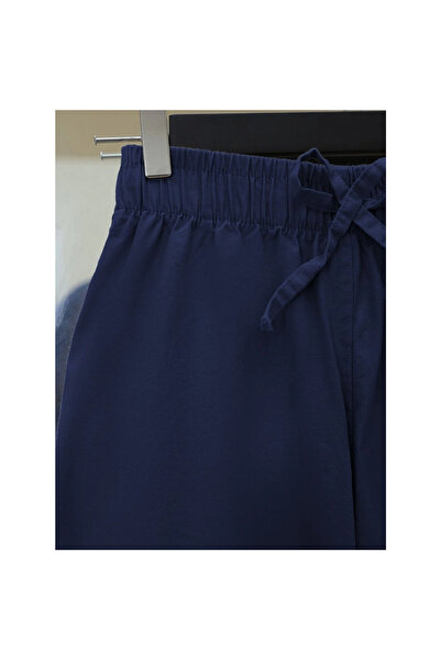 trend_ermege بنطلون كتان بخصر مطاطي وتفاصيل دانتيل -K.Laci