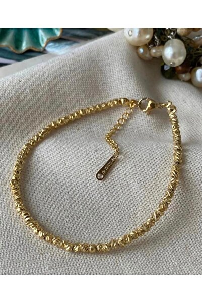 Çelik Dorika Boncuklu Modern Trend Gold Bileklik