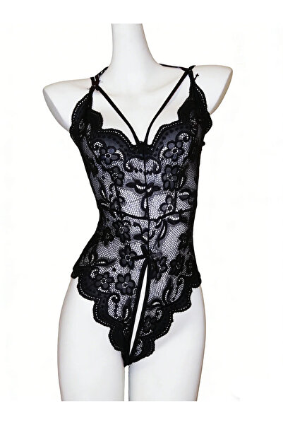 JInsh Sexy Women's Lace Up Bodysuit Perspective Hollow Strappy Open Crotch Te...