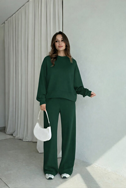 YAKAMEL Women's Modal Soft Textured Long Sleeve Loose Leg Tracksuit Set