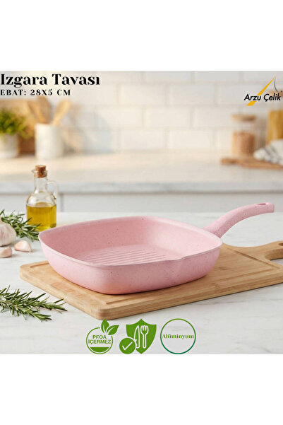Katre 28 cm Granite Grill Pan - Pink