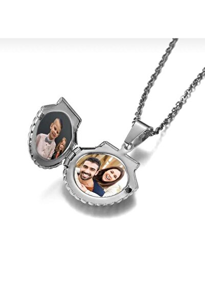 Yuchicly Seashell Shaped Openable Photo Necklace – Silver Color Women's Neckl...