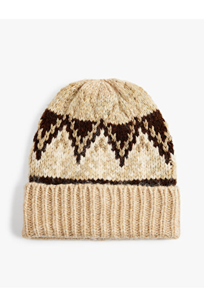 Koton Glittery Layered Winter Themed Knitted Beanie