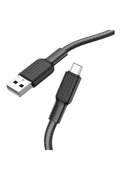 Hoco Cablu de Date USB la Micro-USB 12W, 2.4A, 1m - Jaeger (X69) - Negru / Alb