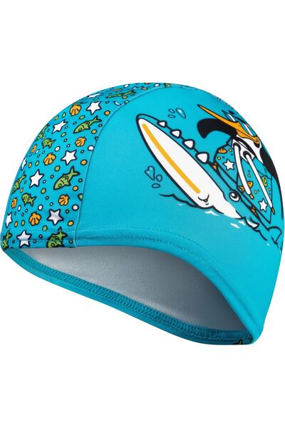SPEEDO Swim Cap Printed Polyester Infant 2-6 Years Blue Baby Boy (One Size, B...