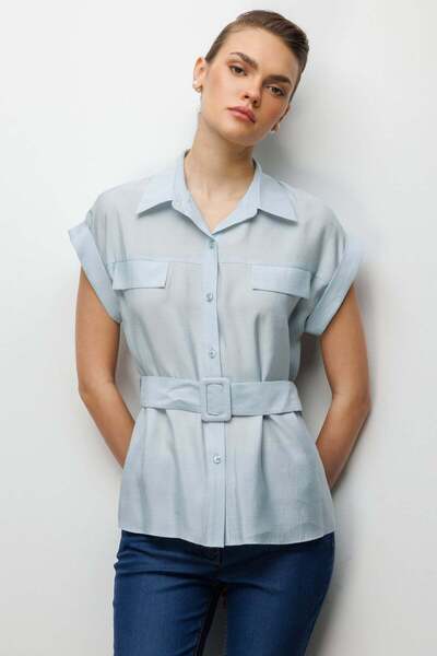 Ekol Bluză cu mâneci scurte și centură în talie