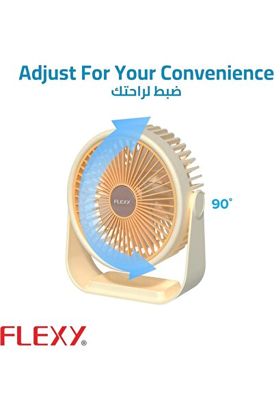 Generic FLEXY Portable Small Desktop Fan – Compact, 1200mAh rechargeable battery, 90° adjustable, low noise,