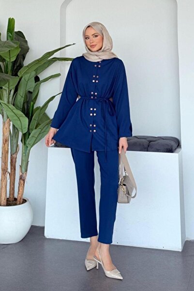 Şulemoda Giyim Maral Double Snap Fastener Set Navy Blue