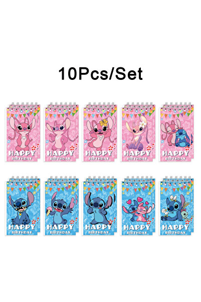 stitchh 10PCS - Cartoon Spiral Notebooks, Mini Portable Student Stationery No...