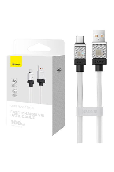 Baseus Cablu USB la USB-C CoolPlay 100W 2m Alb