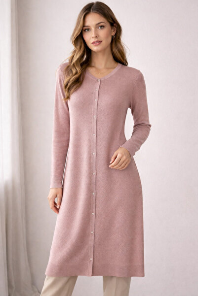 Ekol Mi Mercerized Women's Buttoned Long Cardigan