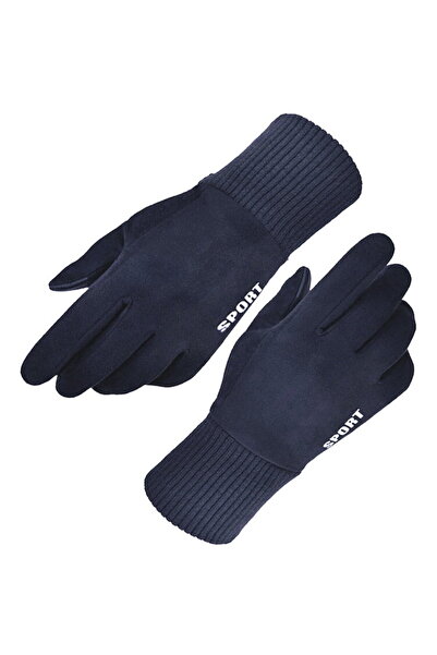 Techsuit Ecran tactil Manusi - Piele întoarsă (ST0009) - Albastru