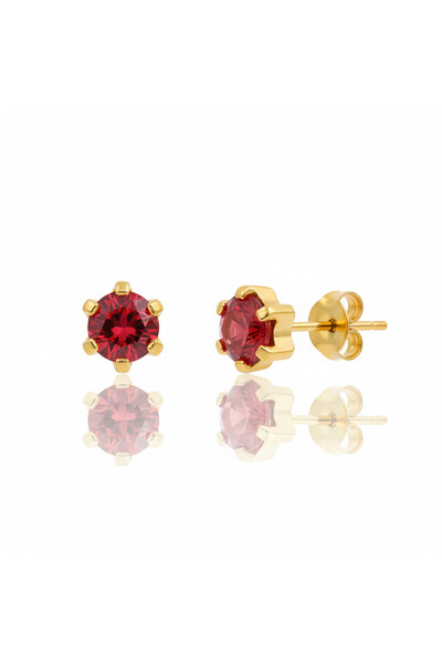 EAR GEAR 24K Gold Plated 4mm Garnet Earrings USA