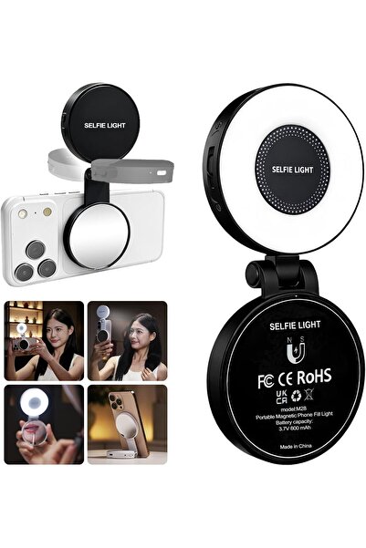 Generic ضوء سيلفي مغناطيسي مع مرآة لأجهزة آيفون