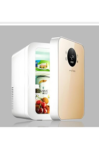 Generic Mini Fridge, 8L Gold Smart Fridge with LED Temperature Display & Touc...