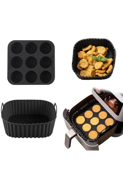 Generic صينية قلاية هوائية قابلة لإعادة الاستخدام، بطانات سيليكون للأواني، سل...