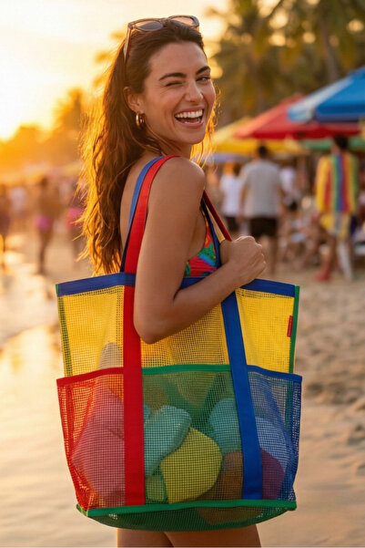 Baghashtag Multicolored Mesh Beach Bag Color Pop 96
