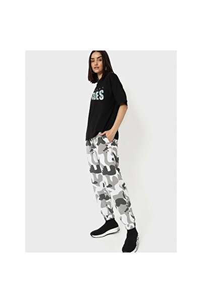 Teusta تي شيرت مطبوع كبير الحجم - أسود