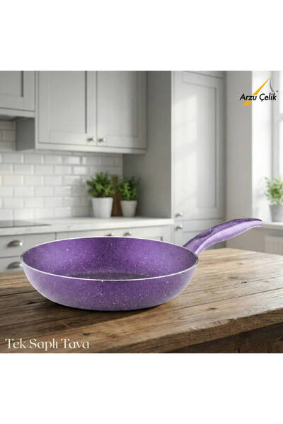 Arzu Çelik 24 cm Granite Single Handle Pan - Violet