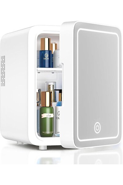 Generic Tazweeq Mini Fridge,Skincare Fridge With Dimmable LED Light Mirror,4L...