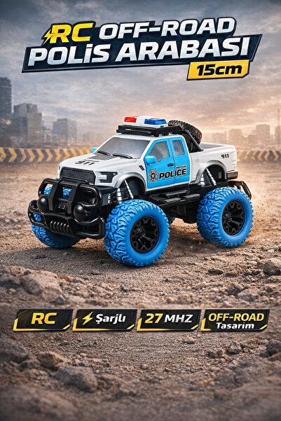 TRENDZONE Şarjlı Uzaktan Kumandalı Polis Arabası 15 cm RC Off-Road Monster Truck