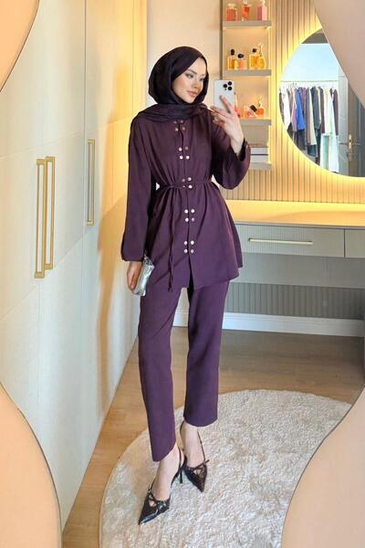 Hazamoda Oya Double Snap Fastener Set Claret Red