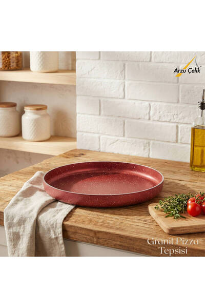 Arzu Çelik 28 cm Granite Pizza Tray - Red