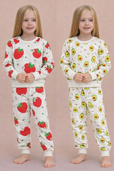 zahider Σετ πιτζάμες για κορίτσια, βαμβακερό, με σχέδιο φράουλα και αβοκόδεα,...