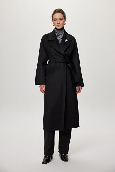 Zühre Wool Blend Handmade Premium Black Coat 13300