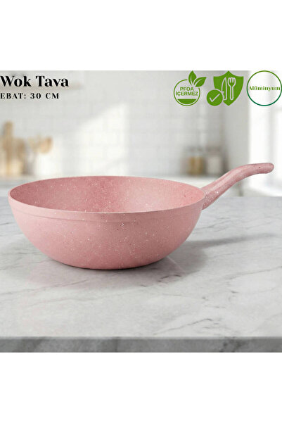 Arzu Çelik 30 cm Granite Wok Pan - Pink