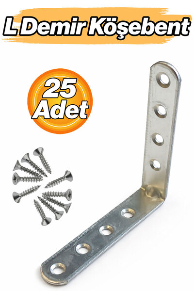 Badem10 L Demir Gönye (25 Adet) Oval Başlı 15x75x75 mm Mobilya Montaj Bağlant...