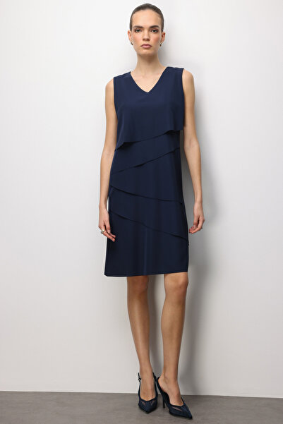 Ekol V-Neck Layered Midi Dress