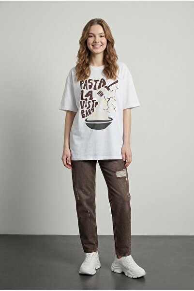 Quzu Pasta La Vista Baby Baskılı Kadın Tişört