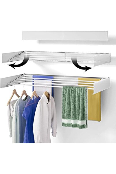 Arabest 4 Hooks Laundry Drying Rack Collapsible, Wall Mounted Drying Rack,Ret...