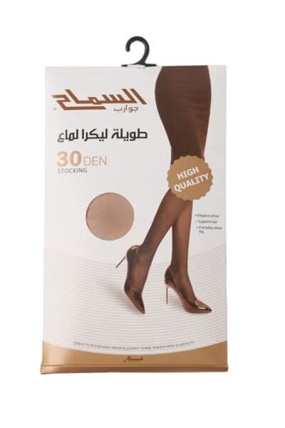 ALSAMAH جوارب نسائية شفافة شبه شفافة من Stockink مقاس 30 Den - مع مقدمة معززة