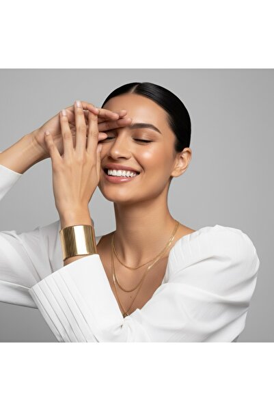 COCOSH TAKI سوار نسائي عريض بتصميم عصري بسيط باللون الذهبي لفساتين السهرة