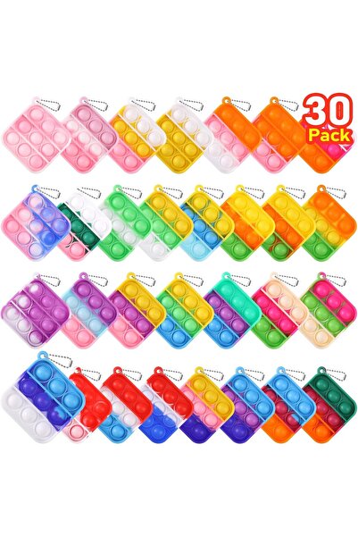 Arabest 30-Pack Mini Pop Fidget Keychain Toys,Sensory,Stress-Relieving Silico...