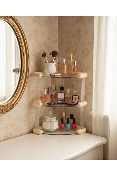 MOSTAFA Acrylic shelf, 3 tiers, off-white trim