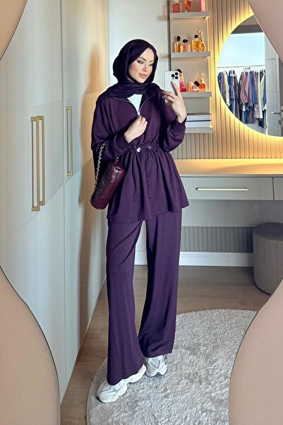 Hazamoda Nova Semi-Zipper Suit Plum